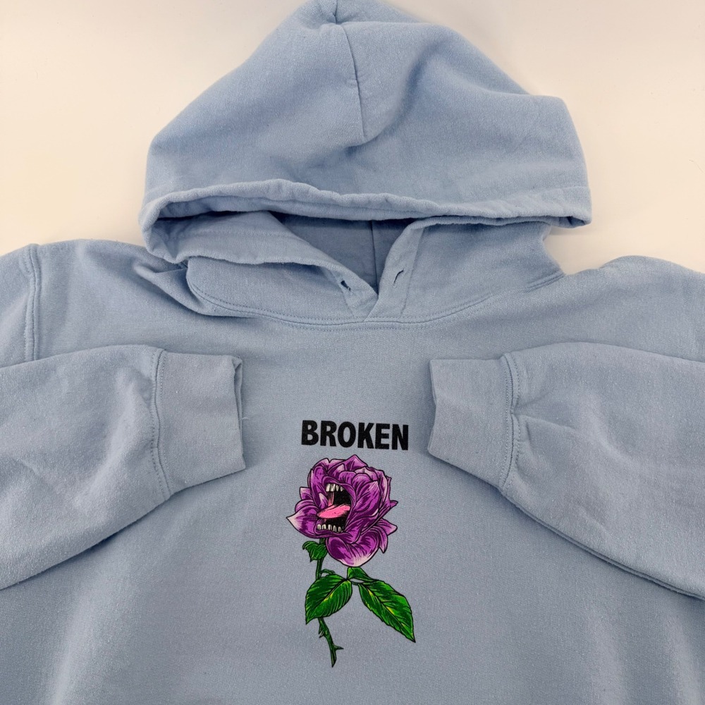 Broken Promises‎ x Santa Cruz Screaming Rose Hoodie Light Blue Graphic S